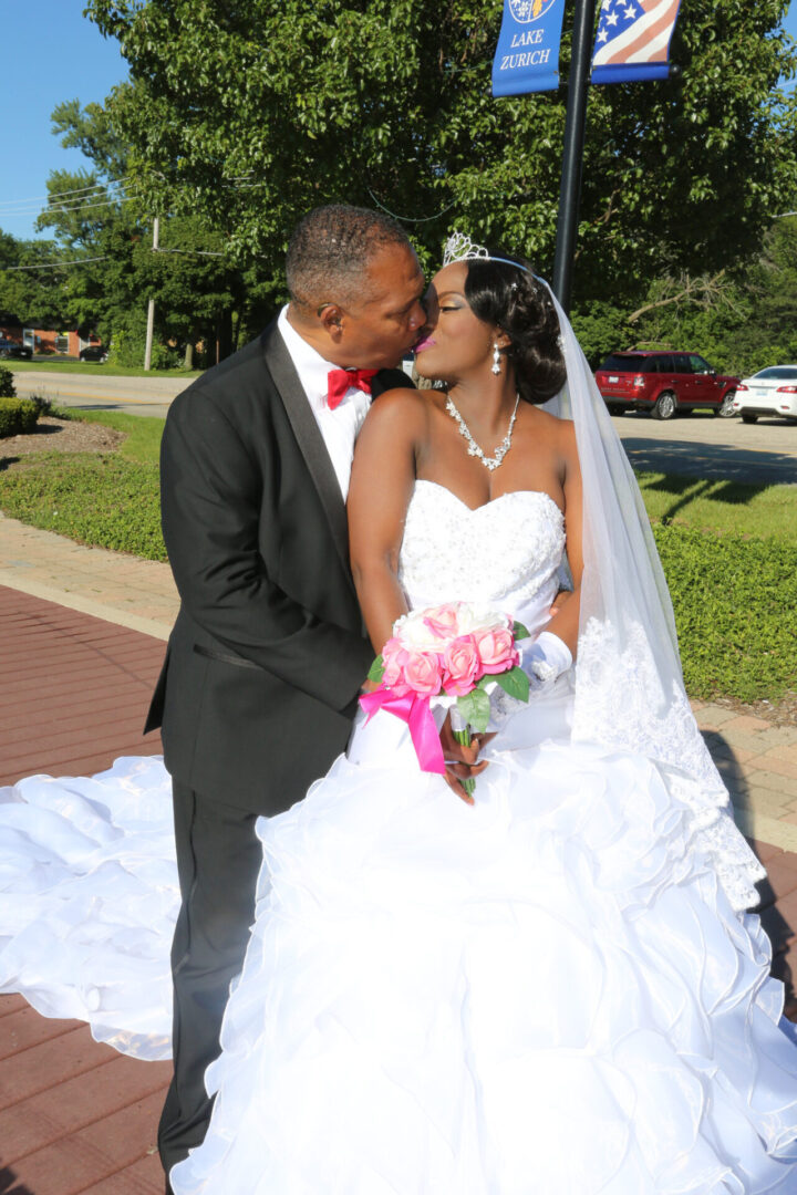 bride kissing groom
