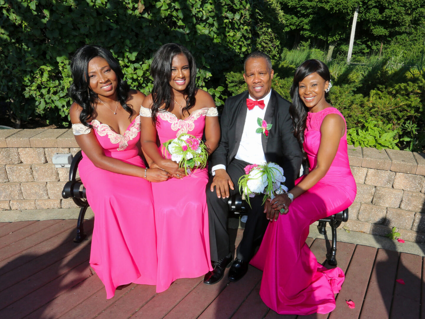 groom with bridesmaids