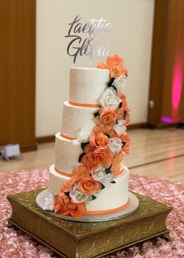 4-layered wedding cake