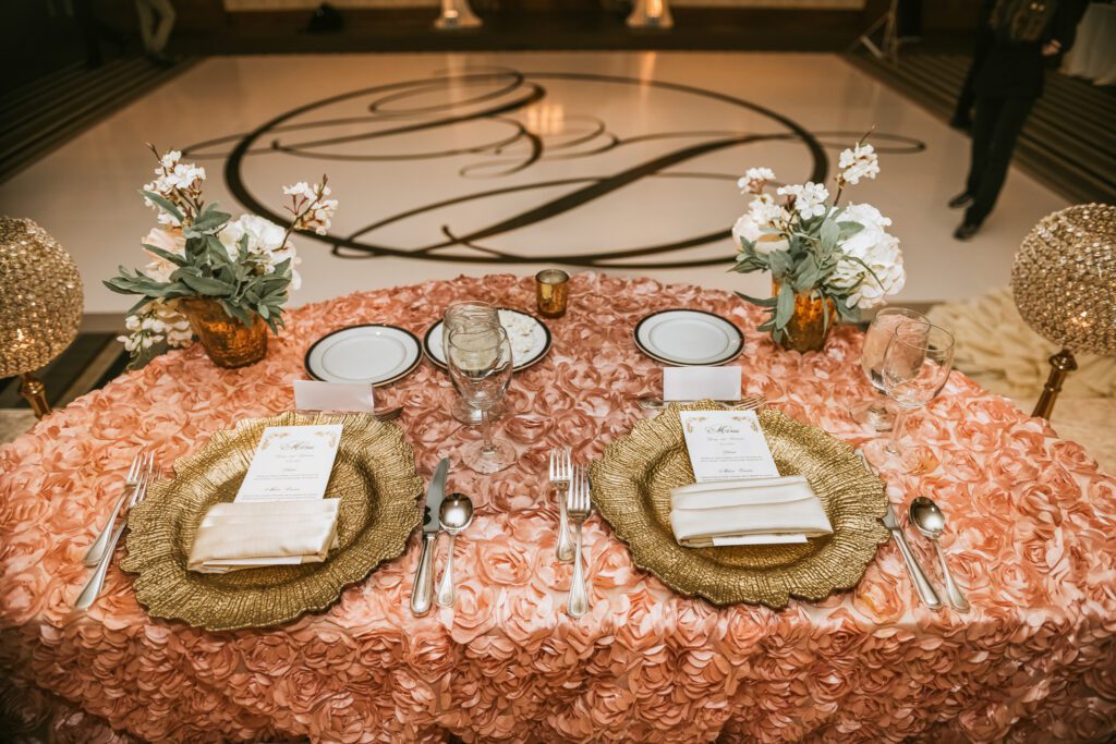Wedding sweetheart table setting